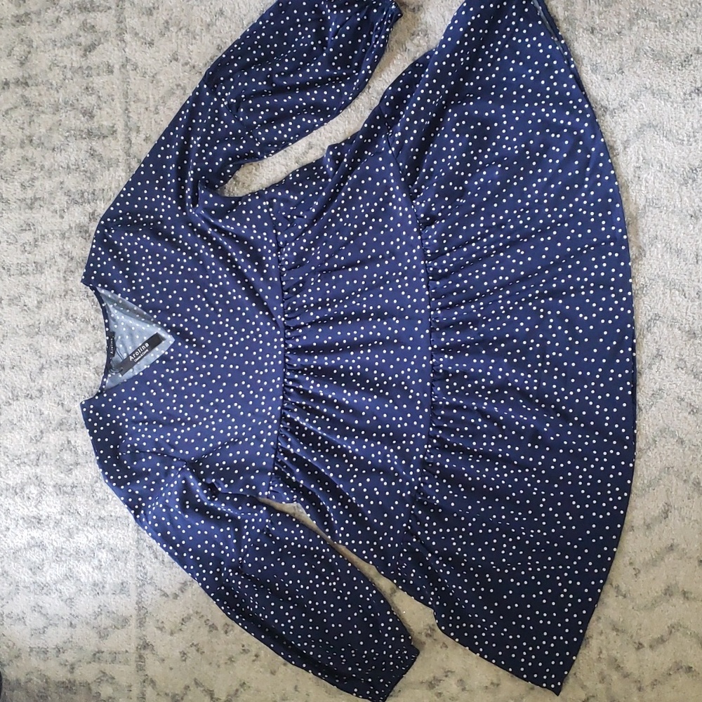 Arolina Amazon Polka dot Navy Dress Womens size L